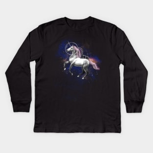 Space Fantasy Unicorn - Galaxy Rainbow Astronaut Kids Long Sleeve T-Shirt